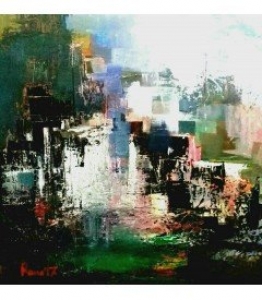 City Scape Acrylic and Canvas Painting