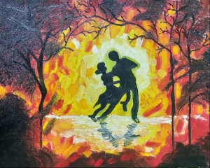 dancing couple in forest